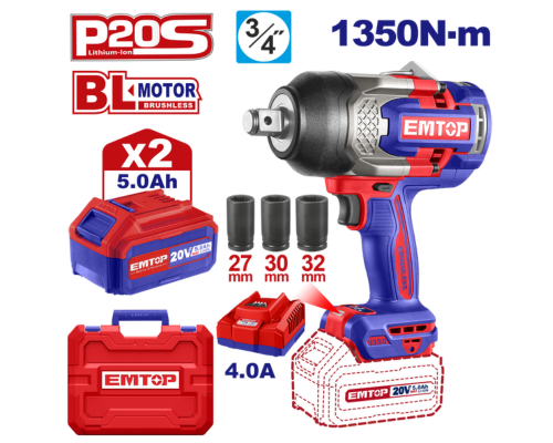 CLE À CHOC 20V BRUSH 3/4" 1350NM 2B5 EMTOP ECIWL20135